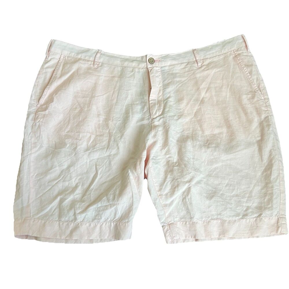 Faherty Malibu Shorts Men 44 Summer Pink Linen Walking Casual Golf 9" Preppy